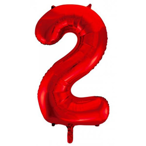 34inch Decrotex Foil Balloon Number Red #2 Pack 1