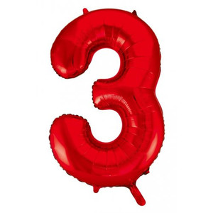 34inch Decrotex Foil Balloon Number Red #3 Pack 1