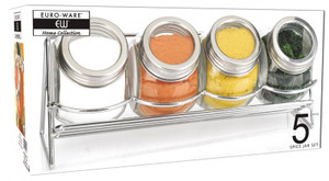 5 Piece Glass/Chrome with Spice Rack -  H: 16' x W: 11.5' x D: 18.5'