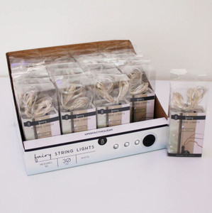 10ft Battery-Operated Fairy Lights with 30  White LEDs (Requires 3 AA Batteries)
