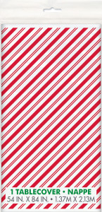 Red Stripes Snowman Tablecover - 137cm x 274cm