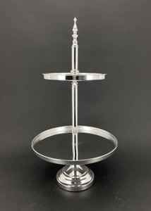 2 Tier Silver Cake Stand - 35cm x 55cm