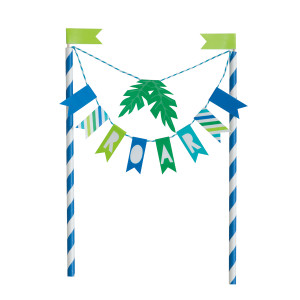 Blue & Green Dinosaur "Roar" Bunting Cake Topper 21cm (8.2")