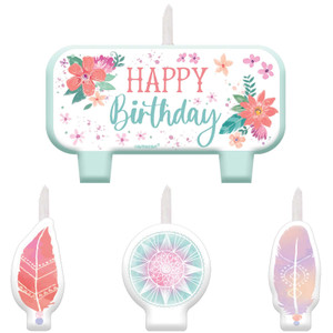Free Spirit Happy Birthday Candle Set of 4