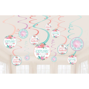 Free Spirit Happy Birthday Spiral Decorations Value Pack 12