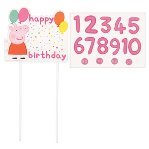Peppa Pig Confetti Party Customizable Cake Topper Pick