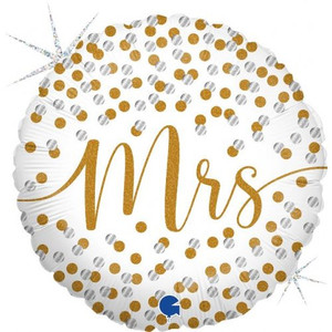 Mrs Confetti Holographic 18'' Round Foil Balloon P1