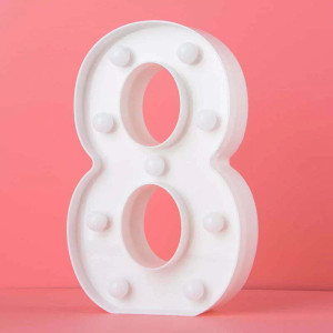 LED Light Up Numer 8 White 21.5cm