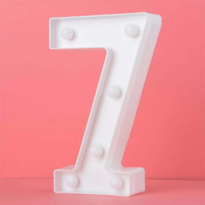 LED Light Up Numer 7 White 21.5cm