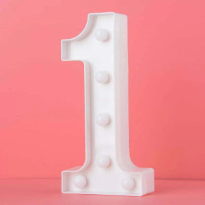 LED Light Up Numer 1 White 21.5cm