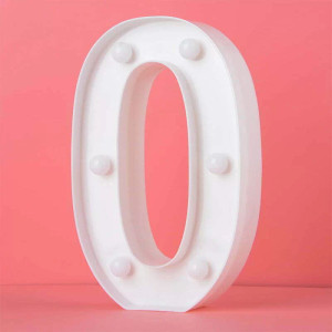LED Light Up Numer 0 White 21.5cm