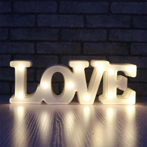 White Light Up LED Love Light 10cm x 29.5cm
