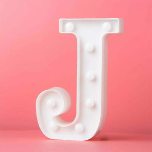 LED Light Up Letter J White 22cm