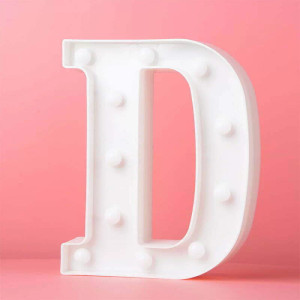 LED Light Up Letter D White 22cm
