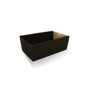 Black Corrugated Rectangle Catering Tray Small With Lid, H:80mm