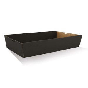 Black Corrugated Rectangle Catering Tray With Lid Large,H:80mm