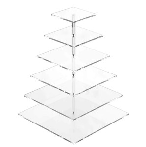 6 Tier Square Pole Acrylic Cupcake Stand 400 x 400 x 525mm