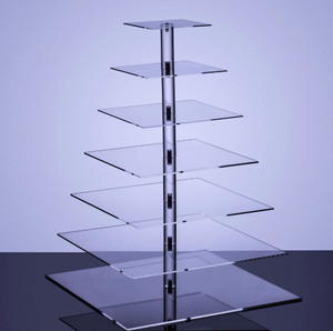 7 Tier Square Pole Acrylic Cupcake Stand 450 x 450 x 628mm