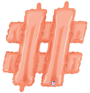Megaloon Junior Hashtag Rose Gold Foil 14" Valved 1pk