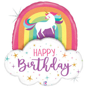 Round Holo Unicorn Party Foil 35" 1pk