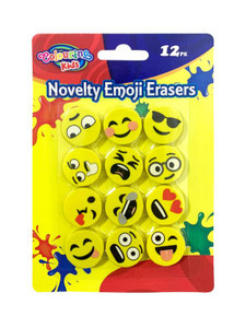 Novelty Emoji Series Erasers 12pk