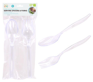 Clear Series Serving Spoons & Forks 6pc