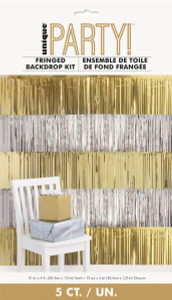 Silver & Gold Foil Fringed Backdrop Kit 5pc