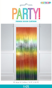 Vibrant Rainbow Fringe Door Curtain 90cm x 2.4m