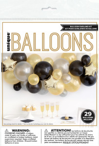 Balloon Garland Kit - Black, Silver & Gold