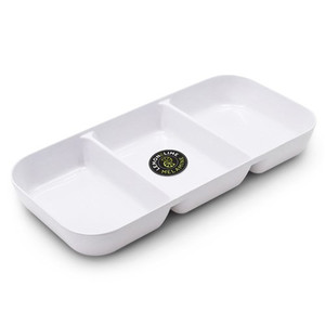 Melamine Serving Tray 3 Section Large White 33x16cm