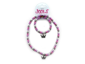 Crown Charm Bangle & Necklace Set 2pc