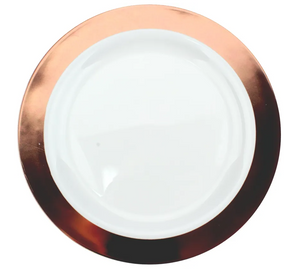 Rose Gold Trim Reusable Plastic Plates 22cm 6pk