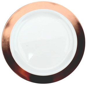 Rose Gold Trim Reusable Plastic Plates 18cm 6pk