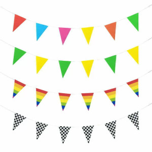 PENNANT BUNTING TRIANGLE FLAG BANNER - black/white check