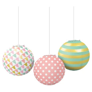 Pastel Paper Hanging Lantern 9.5" - 3pcs