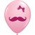 30cm Latex Balloon - Pink Mustache & Ribbon