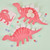 Dino Pink Paper Cake Plates Dinosaur PK 8 30cm (W) x 16cm (H)