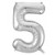 34inch Decrotex Foil Balloon Number Silver #5 Pack 1