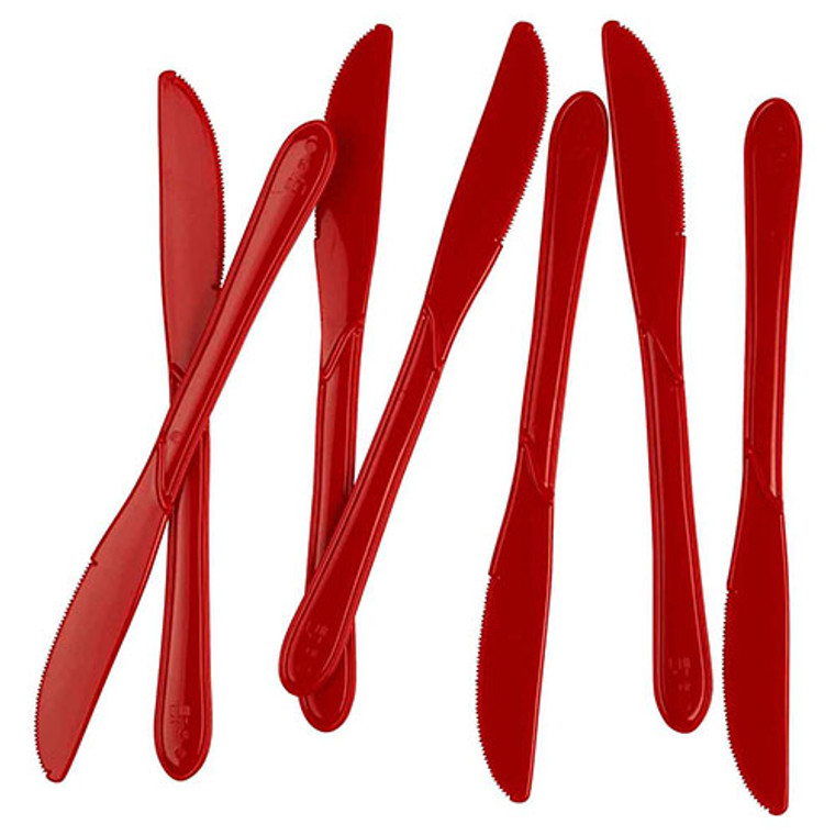 Red Reusable Plastic Cutlery Knives 20 Pack