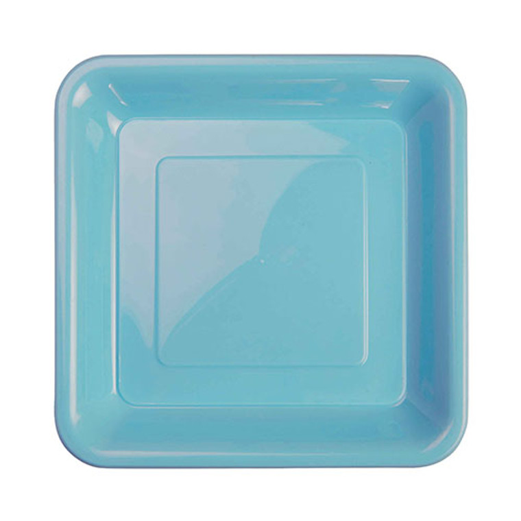 Reusable Light Blue Plastic Plates Square Snack 18cm 20 Pack