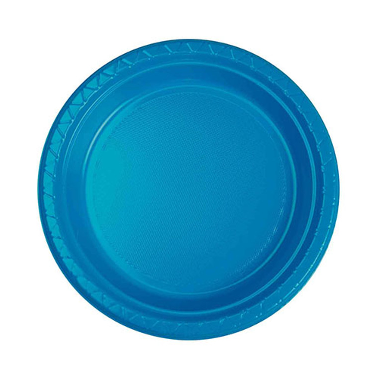 Reusable Electric Blue Plastic Plates Dinner 23cm 20 Pack