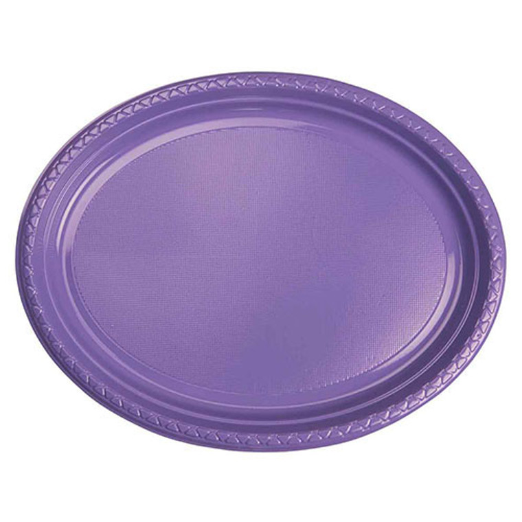 Reusable Plastic Lilac Oval Plates - Pack Of 20