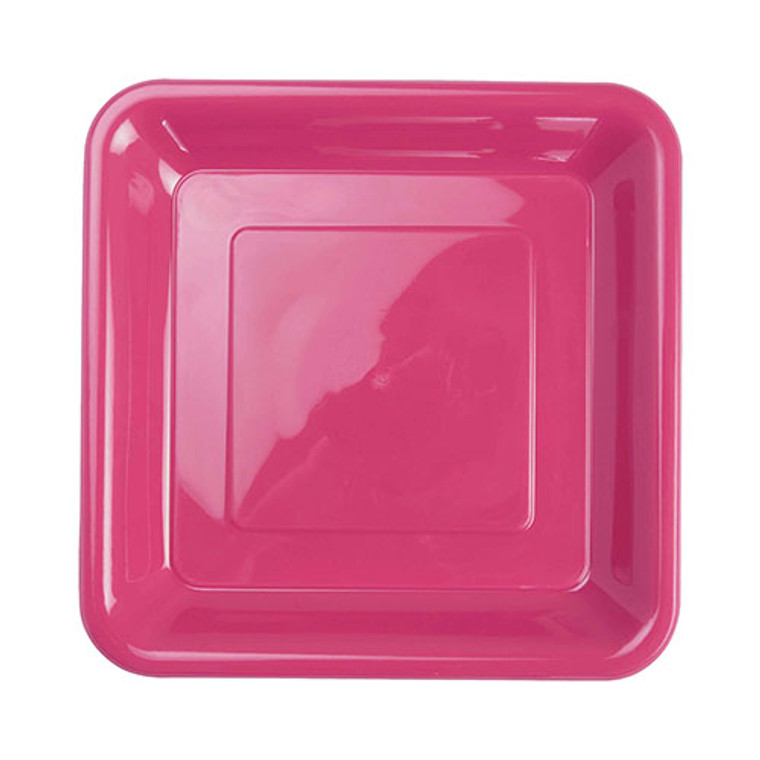 Reusable Magenta Plastic Plates Square Snack 18cm 20 Pack