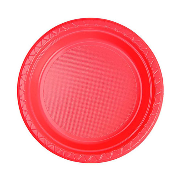 Reusable Pink Coral Plastic Dinner Plates 23cm 20 Pack