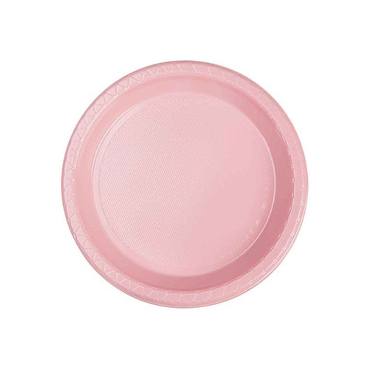 Reusable Baby Pink Plastic Snack Plates - Pack Of 20