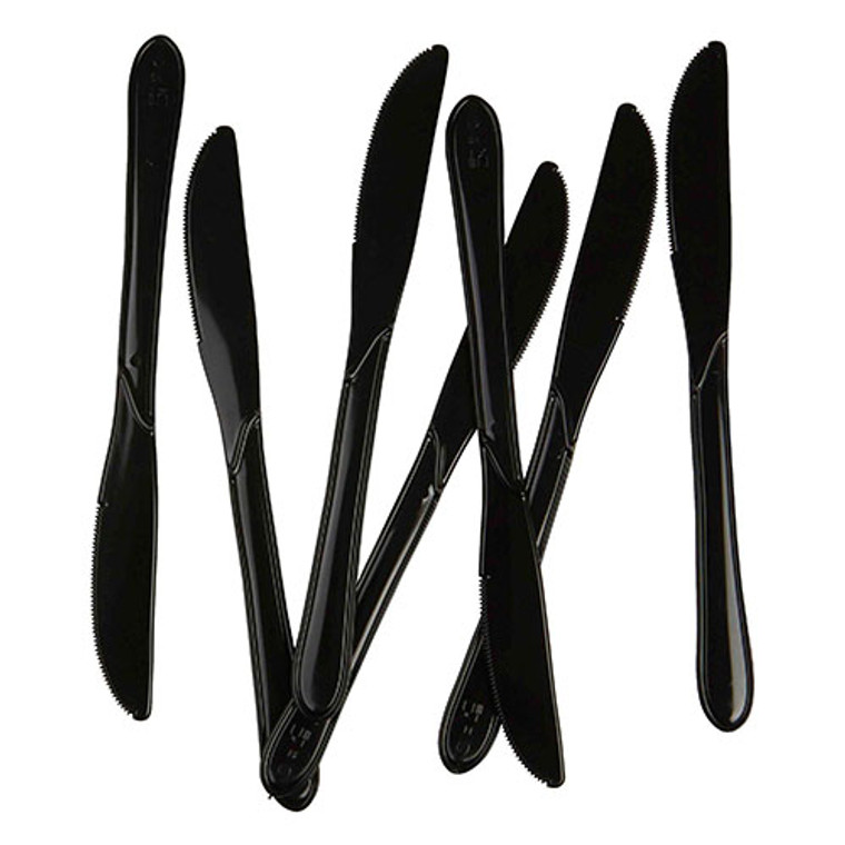 Black Reusable Plastic Cutlery Knives - 20 Pack