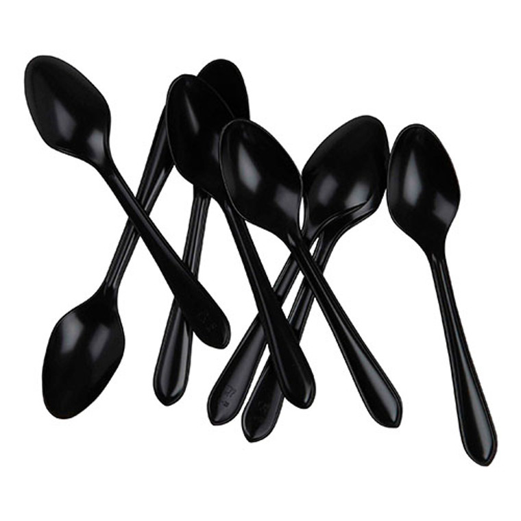 Black Reusable Plastic Cutlery Spoons 20 Pack