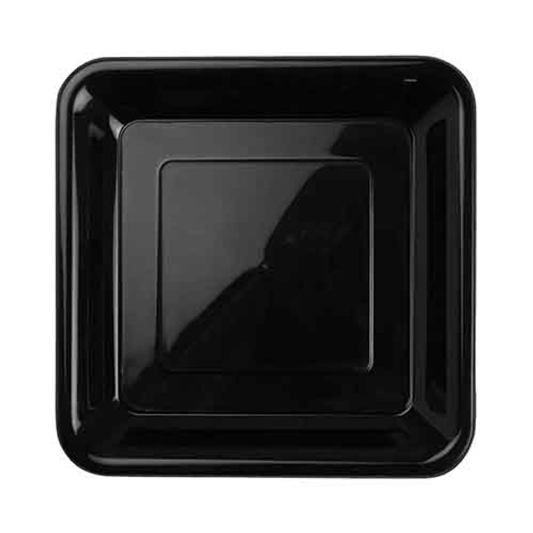 Reusable Black Plastic Plates Square Snack 18cm 20 Pack