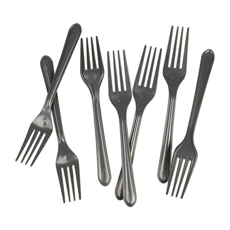 Silver Reusable Plastic Cutlery Forks 20 Pack