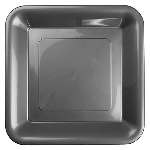 Silver Plastic Plates Square Banquet 26cm 20 Pack Discount Party